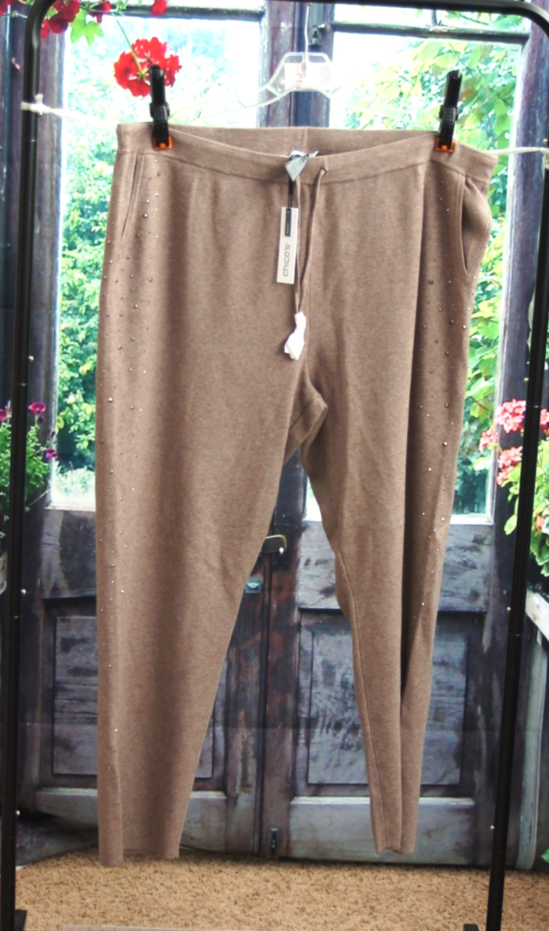 Chico's Zenergy Plus Rhinestone Ankle Pant in Taupe Heather size 2XL (Chico's 4)